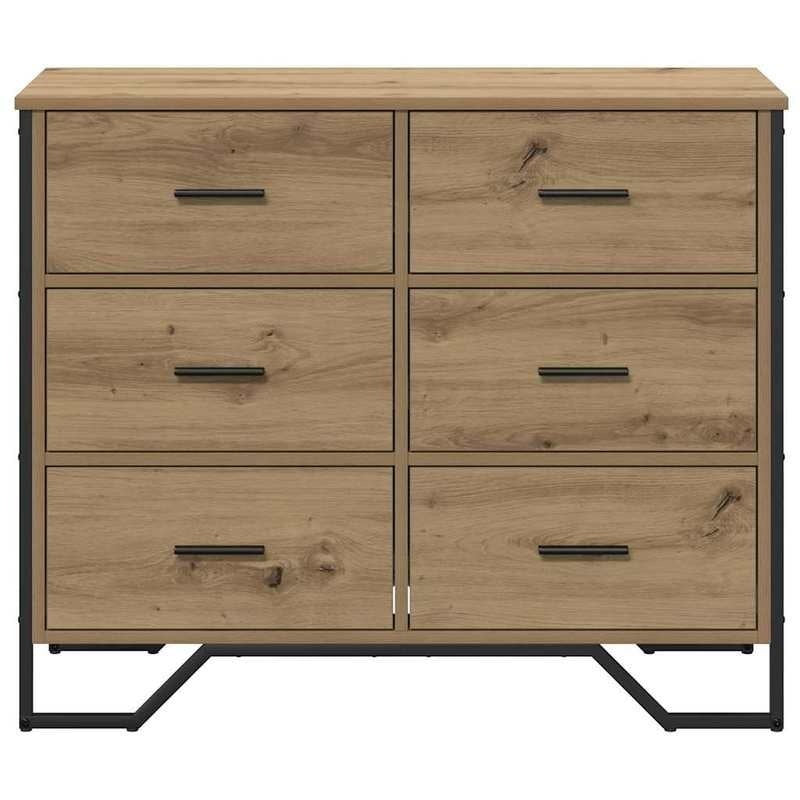 Oak Chest of Drawers - Modern 6-Drawer Heavy-Duty Storage Cabinet with Lockable Doors-Like Drawers, Oak Wood ( Assembly Required), -Standing Organizer for Bedroom, Living Room, Office - Sturdy Modern Furniture, Storage Cabine