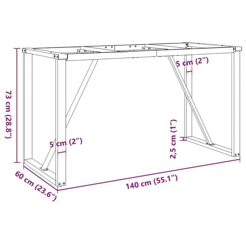 Dining Table Frame in O-Shape 140X60X73 Cm Steelfurniture Legs, Metal Table Legs, Wooden Table Legs, Stainless Steel Table Legs, Acrylic Table Legs, Hairpin Table Legs, Adjustable Table Legs, Folding Table Legs, Load-Bearing/ Heavy-Duty Table Legs