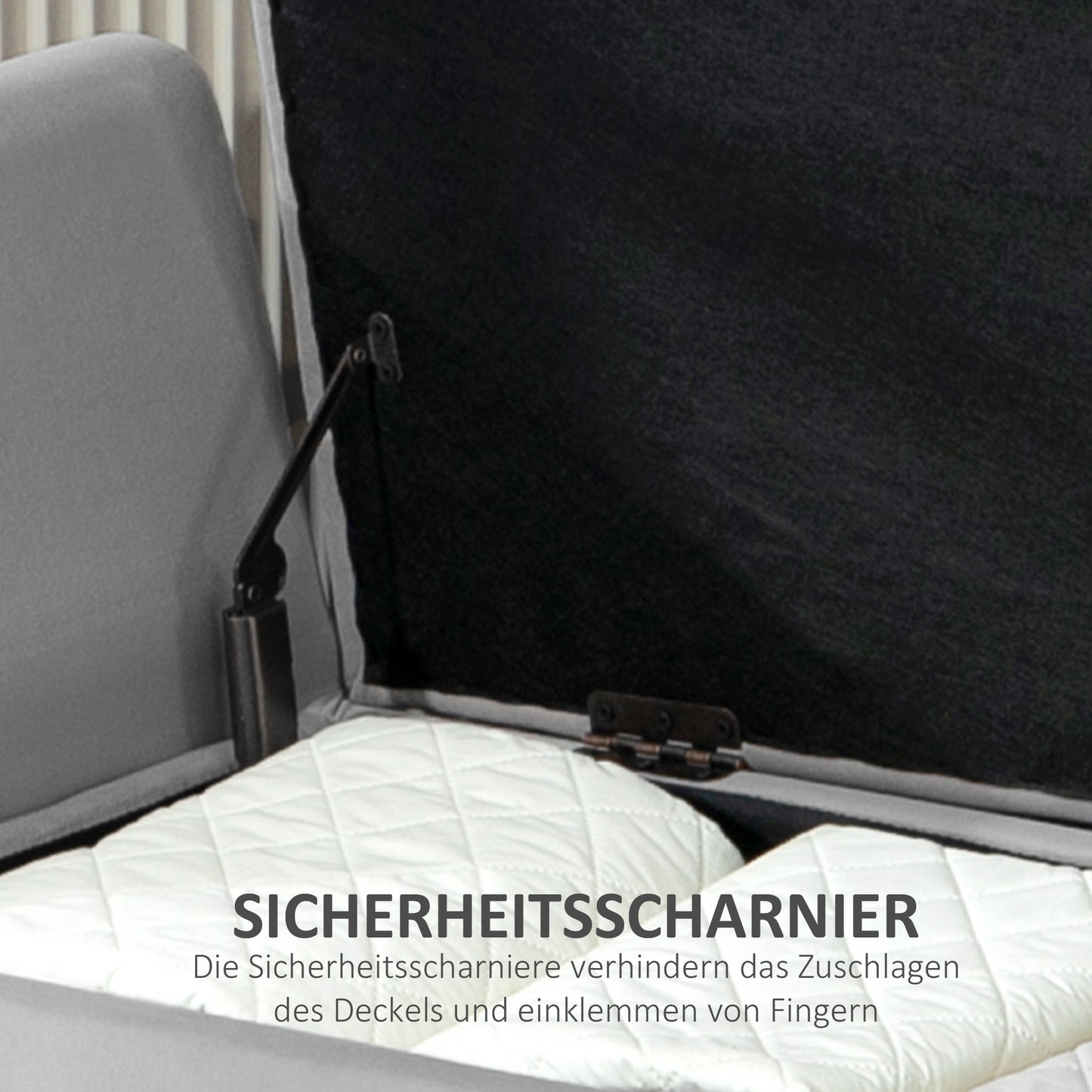 Krukje – Opbergbank – Bankje – Zitbank – Opstapje – Fluwelen Bekleding – Rubberhout Frame – Lichtgrijs – 107x42x65 cm – Ruime Opbergruimte