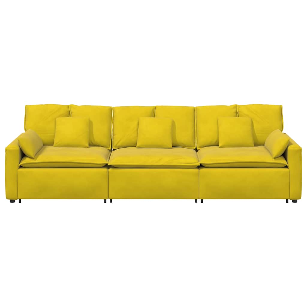 Hoekbank – Modulaire Bank – Loungebank – Zitbank – 3-zitsbank – Lichtgrijs – Polyester Bekleding – Stevig Metalen Frame