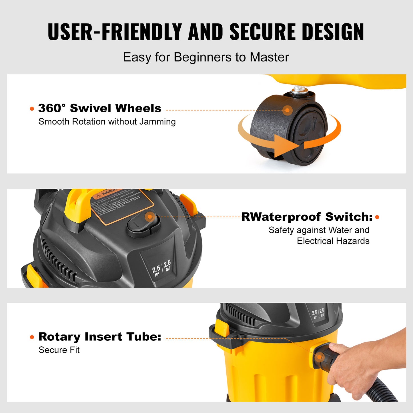Nat- en Droogzuiger – Industriële Stofzuiger – Werkplaatszuiger – Bladblazer – Autozuiger – 10 Liter Reservoir – 2 Peak HP Motorkracht