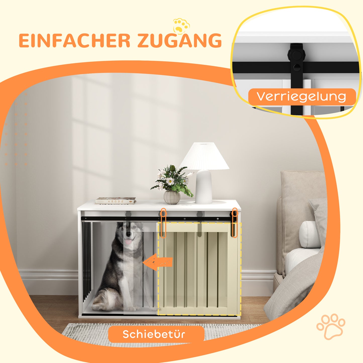 Hondenbench – Hondenkooi – Hondenhok – Hondenkooi Met Deur – Hondenbench Met Schuifdeur – Ventilatie Aan Drie Zijden – Walnoot Spaanplaat En Stalen Frame 98x58x61 cm