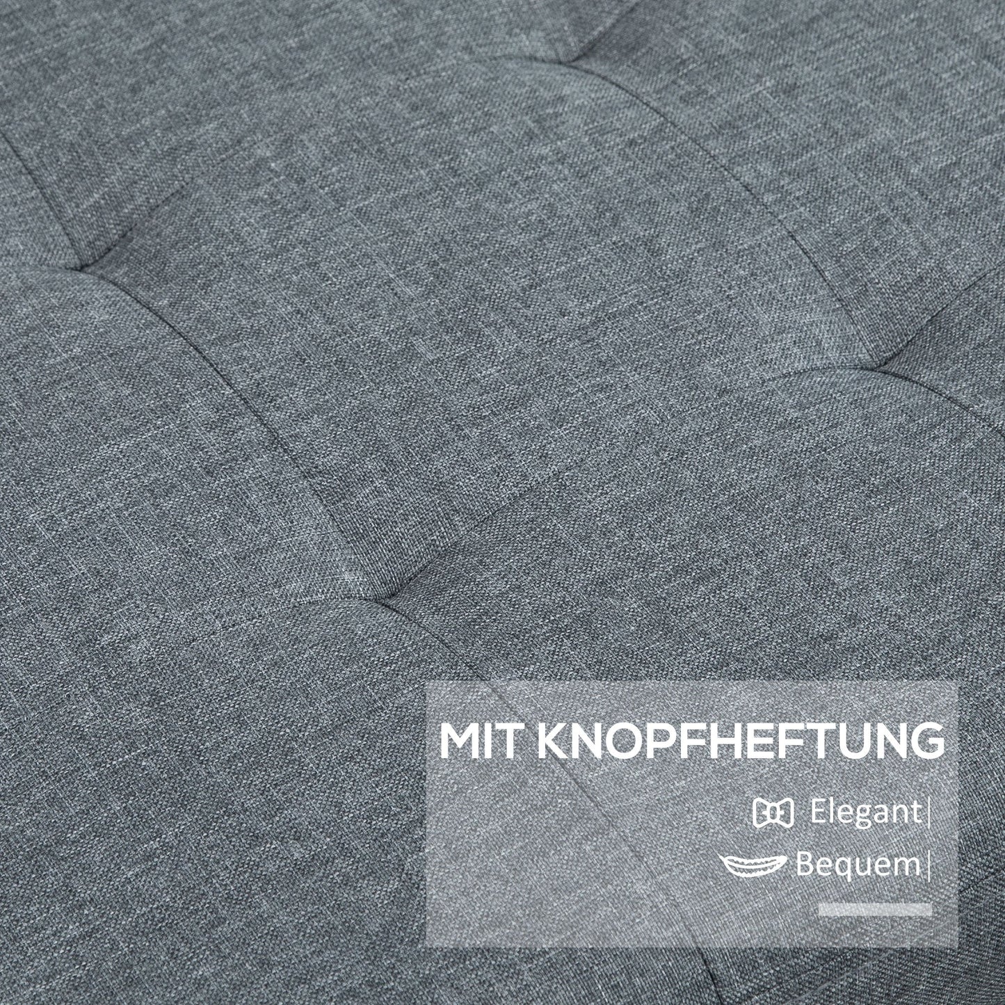 Halbankje – Opbergbank – Opbergbankje – Schoenenbank – Zitbank – Grijs Linenlook – Softclose Deksel – 125x49x41 cm