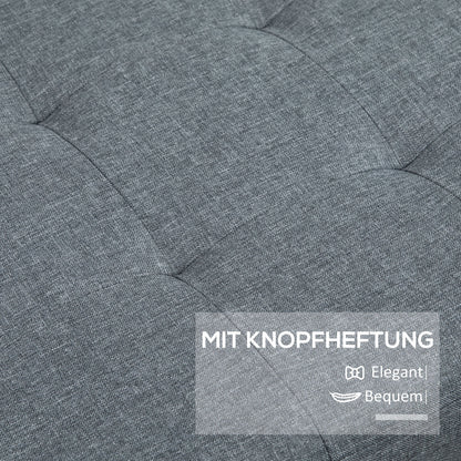 Halbankje – Opbergbank – Opbergbankje – Schoenenbank – Zitbank – Grijs Linenlook – Softclose Deksel – 125x49x41 cm