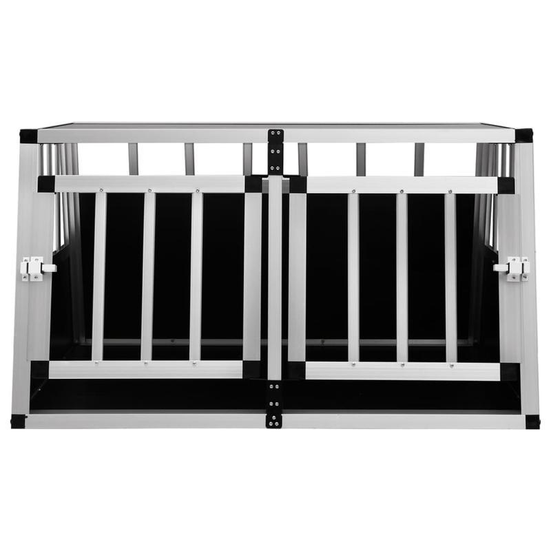 Hondenkennel – Hondenkooi – Hondenhok – Buitenkennel – Hondenbench – Dubbeldeurs – Duurzaam Aluminium & Hout – 89x69x50 cm