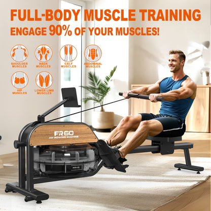 1 VOWVIT 28L Water Tank Rowing Machine for Home | With LED Monitor, Adjustable Tablet Holder, Aluminum Alloy, Max User Height 200 cm, Without Battery