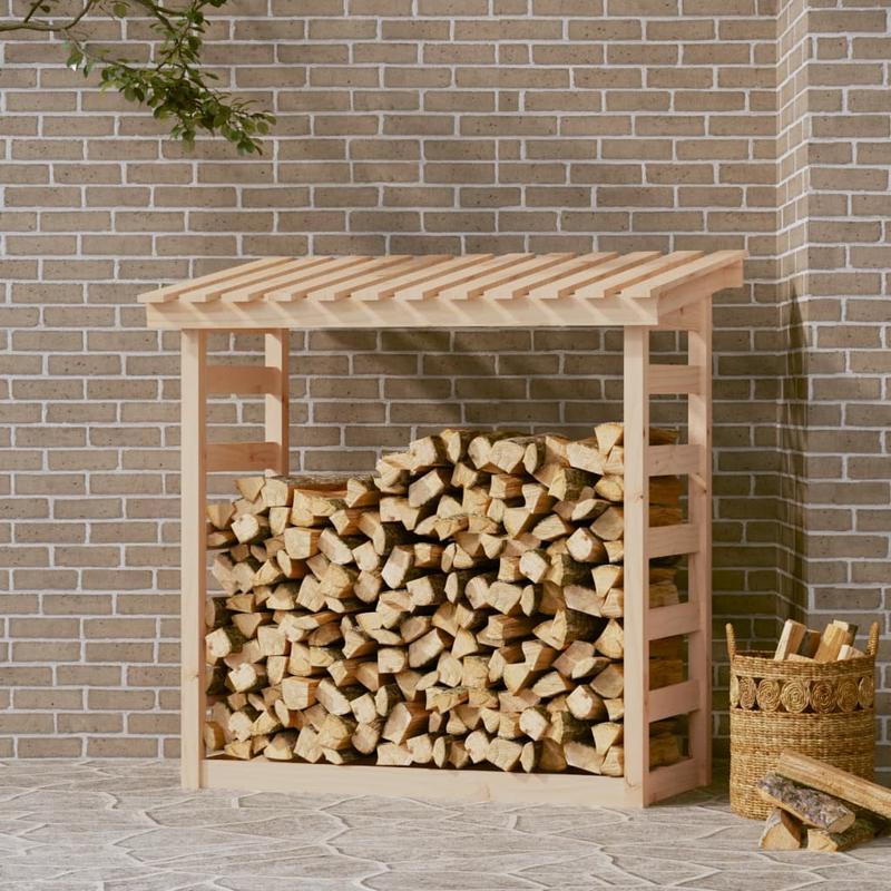 Heavy-Duty 108x64.5x110cm Wooden Firewood Rack - Rustic Outdoor Fireplace with Sturdy Bracket Shelf for Camping, Backyard, Garden & Patio - High-Quality Wood Heating Solution, Fireplace for Outside, Backyard Firebox, Natural
