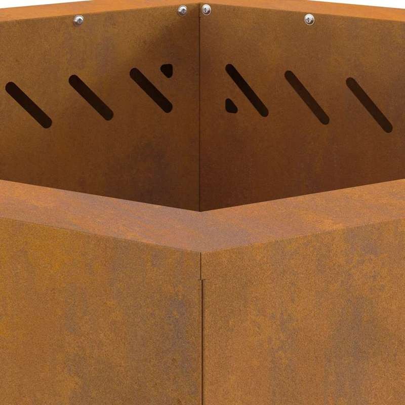 Large Rectangular Brown Metal Fire Pit - 58x58x51cm Outdoor Indoor Patio Heater, Durable Modern Design for Garden, Terrace & Winter Heating, Cozy Gatherings - Compatible with Firewood & Log Burners (No Ignition System Include
