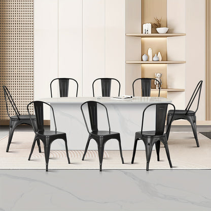 Eetkamerstoelen – Stoelen – Kuipstoelen – Keukenstoelen – Woonkamerstoelen – Industrieel Design – Geverfd Metalen Frame – Set Van 4 – Mat Zwart – Stevig & Duurzaam