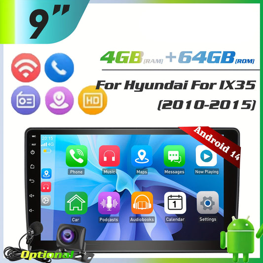 Android Autoradio – Multimedia Speler – Car Stereo – Touchscreen Radio – 2-DIN Headunit – 9 Inch IPS Scherm – Android 14 Systeem – Inclusief Camera & Microfoon