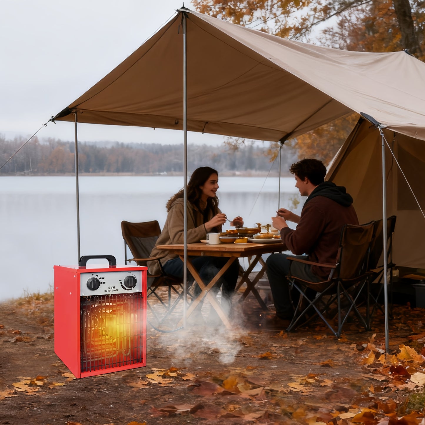 Terrasverwarmer – Tuinverwarming – Terras Heater – Elektrische Kachel – Buitenshuis Verwarming – 5000W Vermogen – Draagbaar Vrijstaand Ontwerp