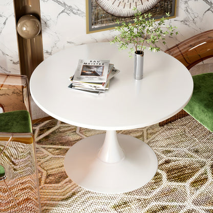 Ronde Eettafel – Keukentafel – Salontafel – Bijzettafel – Tafel Voor 2-4 Personen – Wit Marmeren Blad – Stabiele Metalen Onderstel