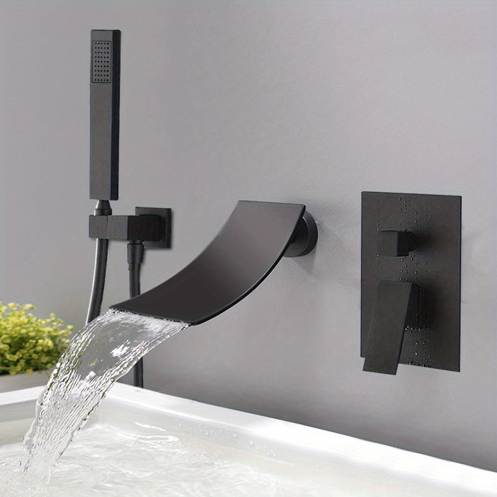 Badkraan – Badmengkraan – Badthermostaat – Douchekraan – Handdouche – Wandmontage – Mat Zwart – Duurzaam Zinklegering & Messing