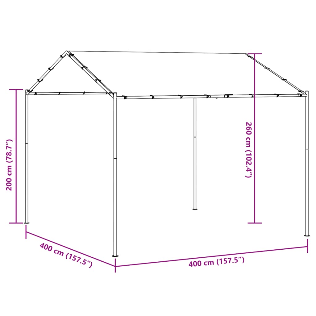 Tuinpaviljoen – Tuinoverkapping – Partytent – Tuinkamer – Feesttent – Waterafstotend Polyester – Stabiel Gepoedercoat Stalen Frame – Antraciet