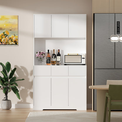 Kast – Opbergkast – Dressoir – Ladekast – Meubel – Wit MDF – 170x100x38,5 cm – 3 Lades en Dubbele Deuren