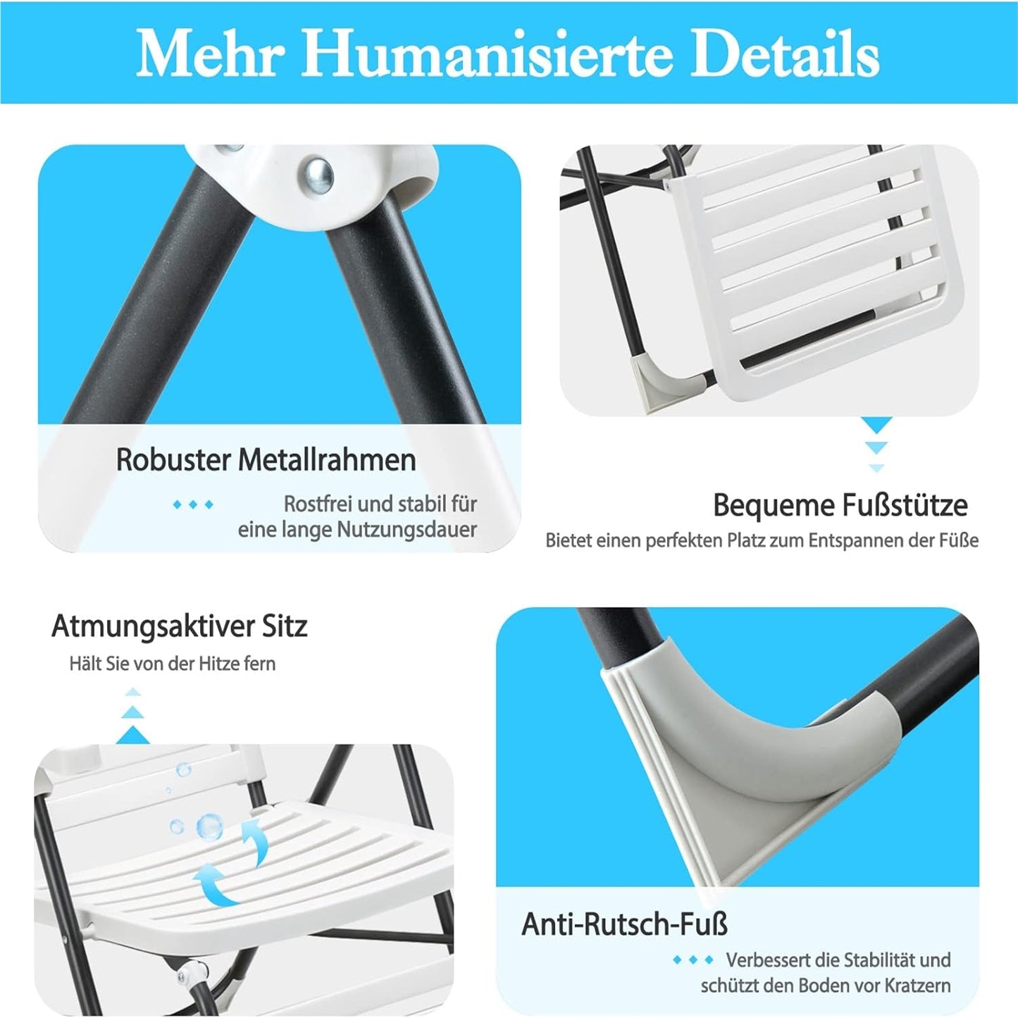 Ligstoel – Zonnebed – Tuinstoel – Relaxstoel – Strandstoel – 7-Posities Verstelbaar – Weerbestendig Wit