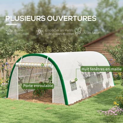 Tunnelkas – Kasje – Kas – Tuinkas – Groentekas – 18 m² – UV-bestendig PE Zeil, 8 Ventilatieraampjes