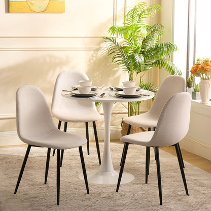 Eetkamerstoel – Dining Chair – Kuipstoel – Stoel – Zithoekstoel – Scandinavisch Design – Met Metalen Poten – Set Van 4 – Ergonomische Rugleuning – Zacht Schuimkussen – Wit – 46,5x43,5x85,5 cm