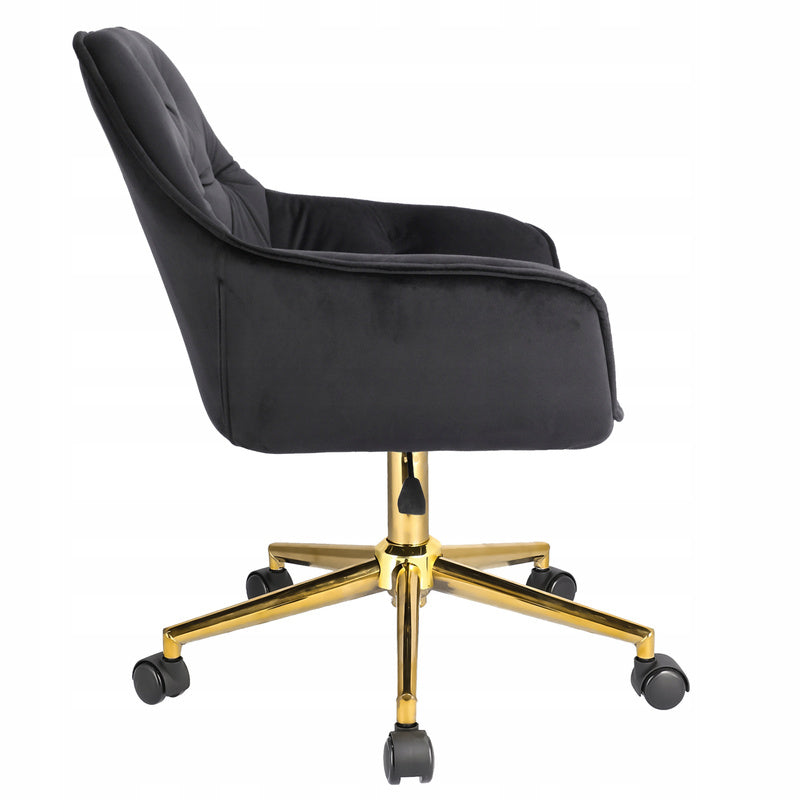 Fauteuil – Bureaustoel – Relaxstoel – Draaistoel – Werkstoel – Verstelbare Zithoogte 40-50 cm – Zachte Velvet Bekleding - Zwart