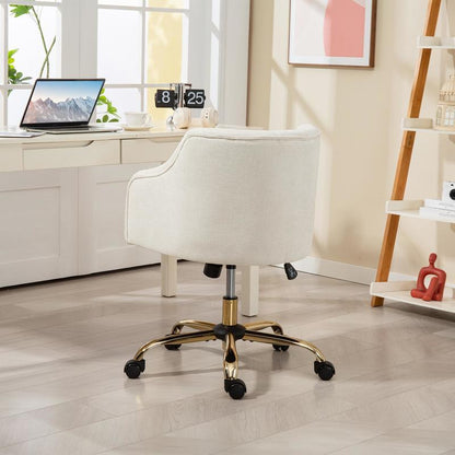 Ergonomische Bureaustoel – Bureaustoel Verstelbaar – Kantoorstoel Comfortabel – Gamestoel – Werkstoel – Verstelbare Hoogte en Armleuningen – Handmatig Kantelmechaniek – Stabiel Metalen Gouden Onderstel