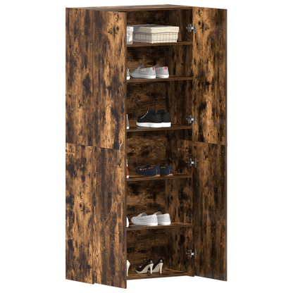 Schoenenkast – Schoenenrek – Schoenenopberger – Schoenenbank – Donkere Eiken Look – Ruim 80x35,5x180 cm – Hoogwaardig Hout