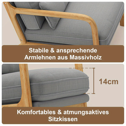 Bureaustoel – Office Chair – Werkstoel – Gaming Stoel – Fauteuil – Ergonomisch Design – Massief Houten Frame – Comfortabele Zitkussen – Grijs