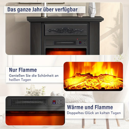 Elektrische Haard – Haardmeubel – TV Meubel – Sfeerkachel – Infraroodkachel – Zwart – 2000W Verwarming – Realistisch Vlameffect