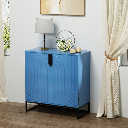 Dressoir – Ladekast – Opbergkast – Buffetkast – Kast – Modern – Hoogwaardig Hout – Gouden Metalen Poten – 2 Deuren – 3,2+ Kubieke Voet Opbergruimte – Zwart Turquoise