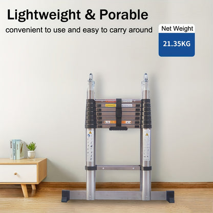 Uitklapladder – Vouwladder – Uitschuifladder – Telescopische Ladder – Trapladder – 5 Meter – Roestvrij Staal – Antislip Veiligheid