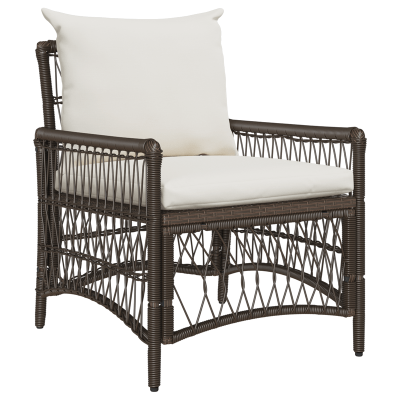 Tuinstoel Set – Gartenstuhl – Buitenstoel – Patio Stoel – Rattan Stoel – Met Kussen – 60x70x78 cm – Poly Rattan – Beige