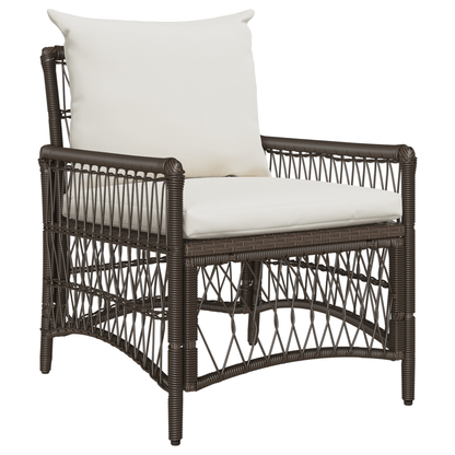 Tuinstoel Set – Gartenstuhl – Buitenstoel – Patio Stoel – Rattan Stoel – Met Kussen – 60x70x78 cm – Poly Rattan – Beige
