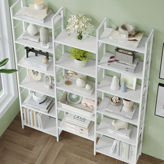 Boekenplank – Boekenrek – Wandplank – Boekenhouder – Witte Verticale Boekenkast – 17 Verstelbare Planken – 24x152x186 cm – Met Metaal Frame