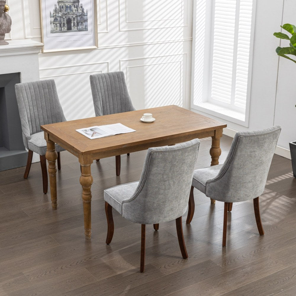 Eetkamerstoelen – Stoelen – Zitstoelen – Keukenstoelen – Eettafelstoelen – Set van 2 Grijze Chenille Stoelen – Comfortabele Schuimvulling – Modern Open Rugdesign
