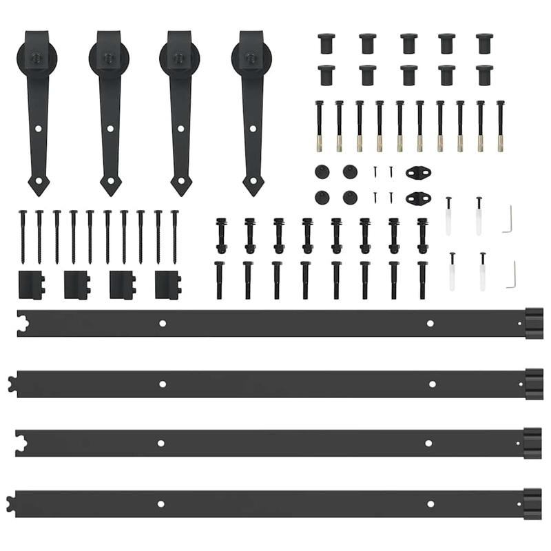 Schuifdeursysteem – Schuifdeurbeslag – Loftdeur Rails – Deurbeslag Set – Glijdende Deur Kit – Zwart Staal – Eenvoudige Montage Zonder Lassen
