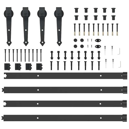 Schuifdeursysteem – Schuifdeurbeslag – Loftdeur Rails – Deurbeslag Set – Glijdende Deur Kit – Zwart Staal – Eenvoudige Montage Zonder Lassen