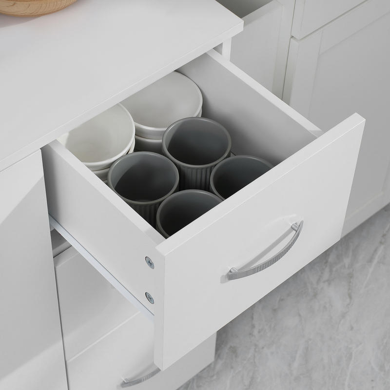 Keukenkast – Keukenkast Met Wielen – Keuken Opbergkast – Keukenkast Wit – Hoge Keukenkast – Compacte Opbergkast 89x39,5x168 cm – Verstelbare Planken & Duurzaam Zonder Elektriciteit