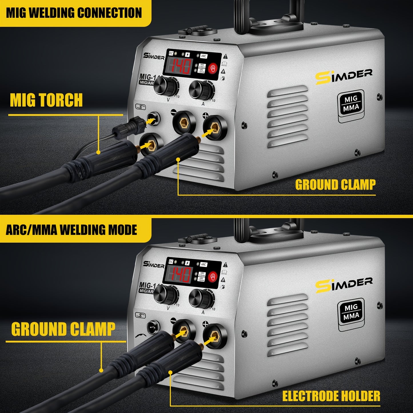 Lasapparaat – Mig Lasmachine – Elektrode Lasapparaat – Inverter Lasmachine – Booglasapparaat – 2-in-1 Gasloos Mig & Mma – Compact Draagbaar Design – Instelbare Stroom Met Digitaal Display