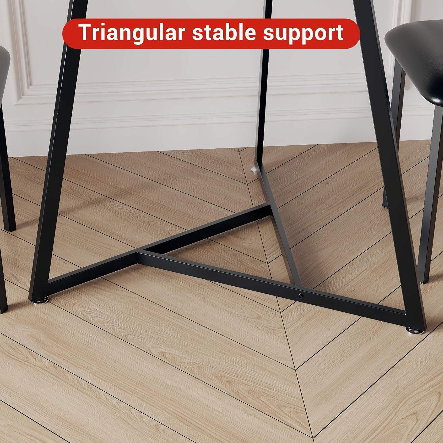 Ronde Eettafelset 2 Personen – Eettafel Rond – Tafel Met Stoelen – Compacte Eettafel – Kleine Eettafelset – Houtlook Tafelblad – Zwart Metalen Onderstel – Ruimtebesparend Ontwerp – Comfortabele Beklede Stoelen