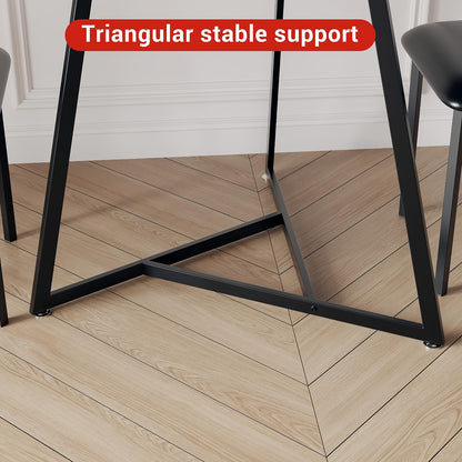 Ronde Eettafelset 2 Personen – Eettafel Rond – Tafel Met Stoelen – Compacte Eettafel – Kleine Eettafelset – Houtlook Tafelblad – Zwart Metalen Onderstel – Ruimtebesparend Ontwerp – Comfortabele Beklede Stoelen