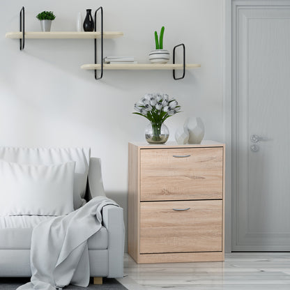 Schoenenkast – Opbergmeubel – Schoenenrek – Halmeubel – Schoenenopberger – Metaal – 2 Klapdeuren – 2 Lagen – Compact Design – Vloermontage