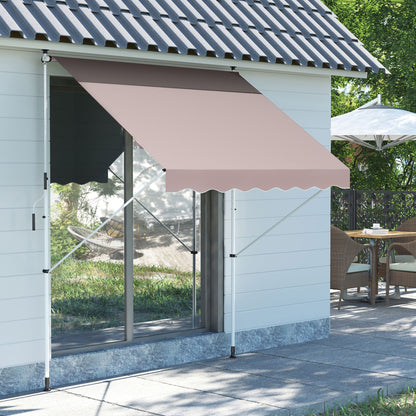 Balkonluifel – Zonnescherm – Klemluifel – Zonwering – Uittrekbare Luifel – Verstelbare Hoogte – UV-Bestendig Polyester – Aluminium Frame – Beige
