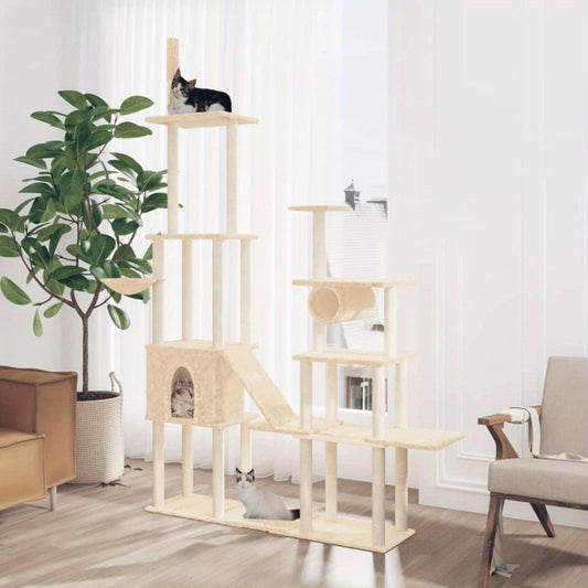 Kattenklimpaal – Krabpaal – Speelpaal – Klimmeubel – Kattenboom – 279 cm Hoog – Stevig Houten Frame