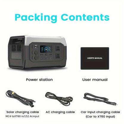 Powerstation – Draagbare Generator – Krachtcentrale – Noodstroom – Camping Accu – 1800W Vermogen – 1024Wh LiFePO4 Batterij – Snelle 1-Uur Oplaadtijd – UPS Backup Functie