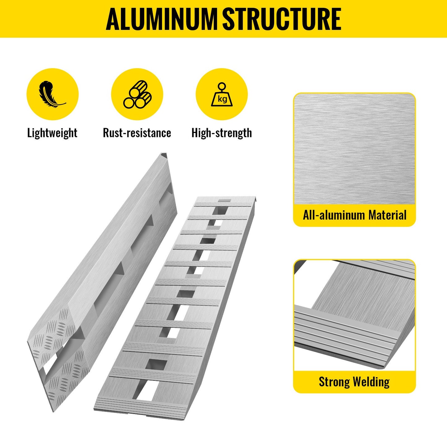 Aluminium Laadbruggen – Laadplanken – Oprijplaten – Laadrampen – Oprijplanken Set – 6000 lbs Draagkracht – Antislip Beavertail Haak