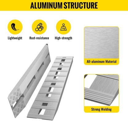 Aluminium Laadbruggen – Laadplanken – Oprijplaten – Laadrampen – Oprijplanken Set – 6000 lbs Draagkracht – Antislip Beavertail Haak