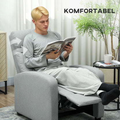 Relaxstoel – Verstelbare Stoel – Fauteuil – Lounge Chair – Relaxfauteuil – Lichtgrijs – Verstelbare Rugleuning 135° – Uitschuifbare Voetensteun