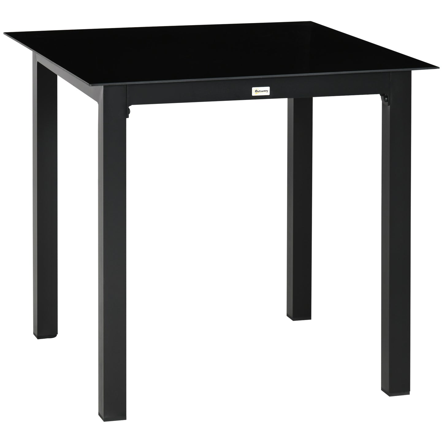 Vierkante Tuintafel – Tuinset – Balkontafel – Terrastafel – Eettafel – Aluminium Frame – Gehard Glas – 80x80x74 cm – Zwart