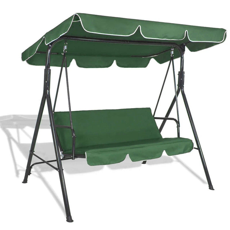 Tuinschommel – Schommelbank – Tuinbank – Schommelstoel – Buitenbank – 3-Persoons – Gepoedercoat Stalen Frame – Verstelbare Zonnekap
