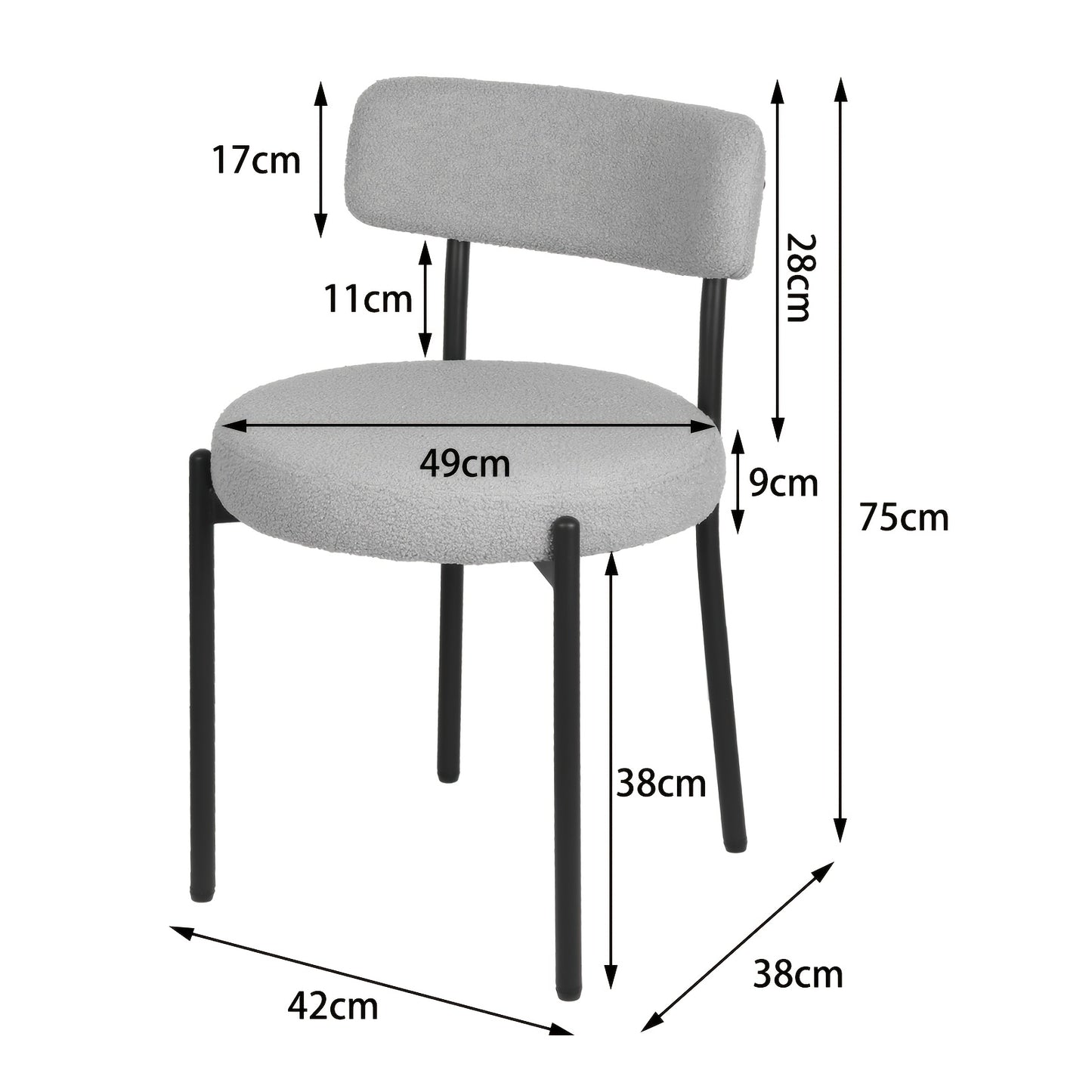Eetkamerstoelen – Kuipstoelen – Keukenstoelen – Dinersstoelen – Stoelen Set Van 4 – Velvet Bekleding – Zwarte Metalen Poot
