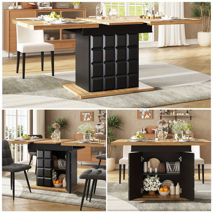 Uitbreidbare Eettafel – Uitschuifbare Tafel – Eetkamertafel – Keukentafel – Tafel Voor 4-6 Personen – MDF Metalen Onderstel – Compact Plaid Design – 110-140 x 80 cm